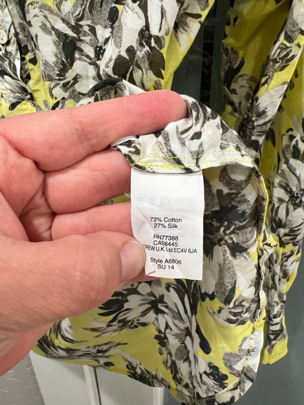 J. Crew Yellow Floral Button-Down Shirt silk and cotton blend - Picture 4 of 6